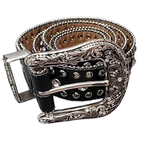 VTG Nocona Rhinestone Belt L Western Glam Cowgirl main image 6